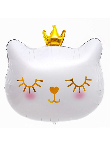 Шар Кот с короной белый